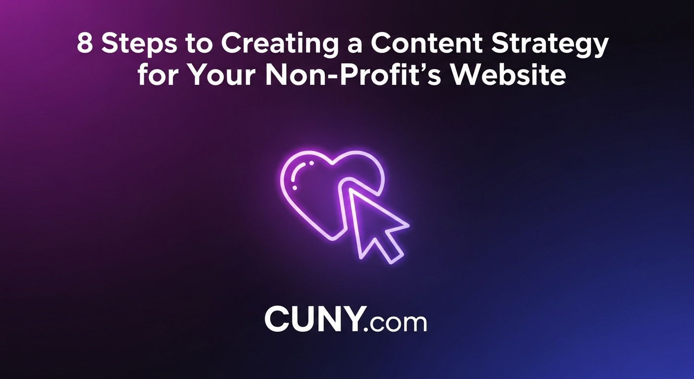 A guide to creating a non-profit content strategy, showing a calendar with icons for different types of content.