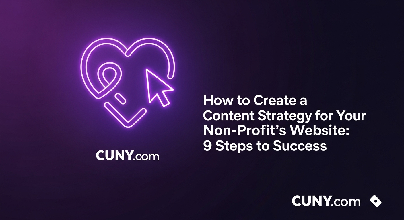 How to Create a Content Strategy for Your Non-Profit's Website: 9 Steps to Success, with an icon of a lightbulb and a pen.