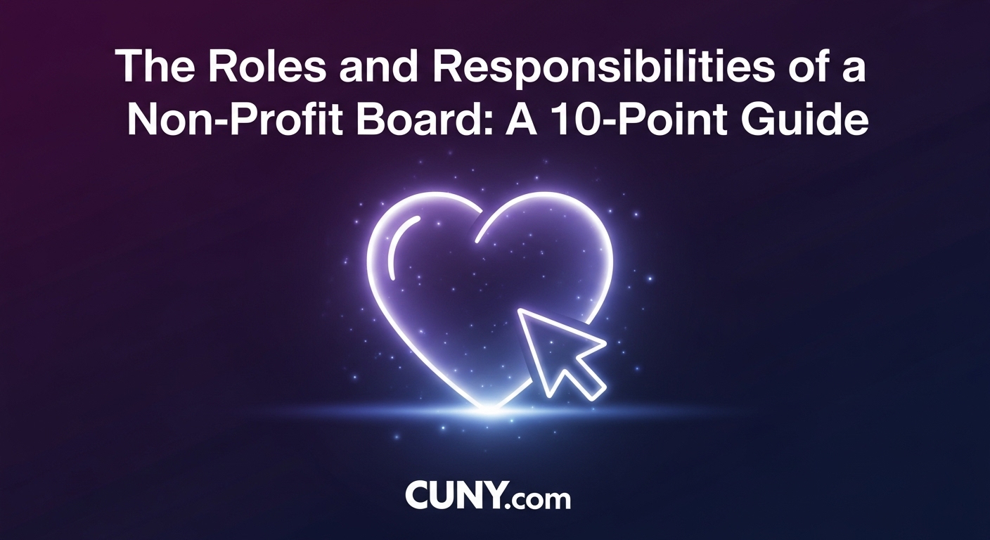 The Roles and Responsibilities of a Non-Profit Board: A 10-Point Guide, with an icon of three stylized figures representing a committee.