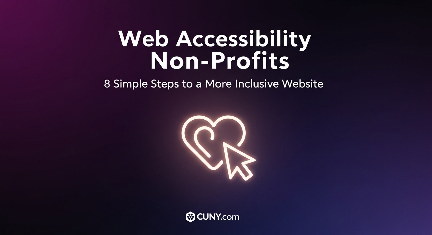 Web Accessibility for Non-Profits: 8 Simple Steps to a More Inclusive Website, with an icon of a person and a gear.